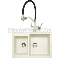 Комплект Мойка Zigmund & Shtain Rechteck 400.275, топленое молоко + Смеситель ZS 2200, топленое молоко