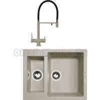 Комплект Мойка Zigmund & Shtain Rechteck 600.2, речной песок + Смеситель ZS 2300, речной песок