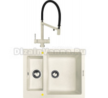 Комплект Мойка Zigmund & Shtain Rechteck 600.2, топленое молоко + Смеситель ZS 2300, топленое молоко