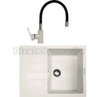 Комплект Мойка Zigmund & Shtain Rechteck 645, индийская ваниль + Смеситель ZS 2400B, индийская ваниль