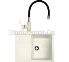 Комплект Мойка Zigmund & Shtain Rechteck 645, топленое молоко + Смеситель ZS 2400B, топленое молоко