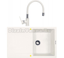 Комплект Мойка Zigmund & Shtain Rechteck 775, каменная соль + Смеситель ZS 2400W, каменная соль