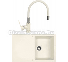 Комплект Мойка Zigmund & Shtain Rechteck 775, топленое молоко + Смеситель ZS 2400W, топленое молоко