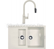 Комплект Мойка Zigmund & Shtain Rechteck 775.2, индийская ваниль + Смеситель ZS 2500, индийская ваниль