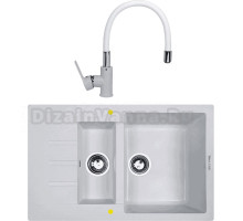 Комплект Мойка Zigmund & Shtain Rechteck 775.2, млечный путь + Смеситель ZS 2400W, млечный путь