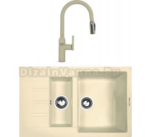 Комплект Мойка Zigmund & Shtain Rechteck 775.2, молодое шампанское + Смеситель ZS 2500, молодое шампанское