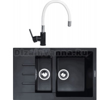 Комплект Мойка Zigmund & Shtain Rechteck 775.2, черный базальт + Смеситель ZS 2400W, черный базальт