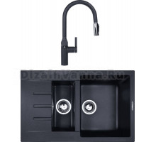 Комплект Мойка Zigmund & Shtain Rechteck 775.2, темная скала + Смеситель ZS 2500, темная скала