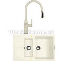 Комплект Мойка Zigmund & Shtain Rechteck 775.2, топленое молоко + Смеситель ZS 2500, топленое молоко