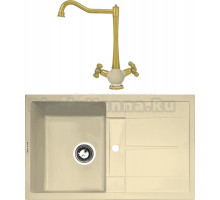 Комплект Мойка Zigmund & Shtain Rechteck 780, молодое шампанское + Смеситель ZS 2100, молодое шампанское