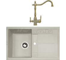 Комплект Мойка Zigmund & Shtain Rechteck 780, речной песок + Смеситель ZS 1900B, речной песок