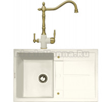 Комплект Мойка Zigmund & Shtain Rechteck 780, топленое молоко + Смеситель ZS 1900B, топленое молоко