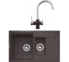 Комплект Мойка Zigmund & Shtain Rechteck 780.2, швейцарский шоколад + Смеситель ZS 1800, швейцарский шоколад