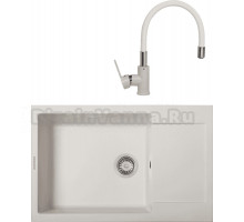 Комплект Мойка Zigmund & Shtain Rechteck 780.490, индийская ваниль + Смеситель ZS 2400W, индийская ваниль