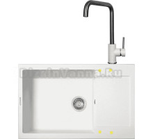 Комплект Мойка Zigmund & Shtain Rechteck 780.490, каменная соль + Смеситель ZS 1400, каменная соль