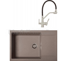 Комплект Мойка Zigmund & Shtain Rechteck 780.490, речной песок + Смеситель ZS 2200, речной песок