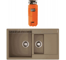 Комплект Мойка Omoikiri Daisen 86-2-CA, карамель + Измельчитель Nagare slim 500