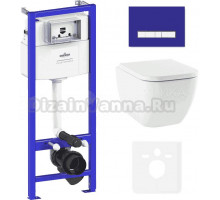 Комплект Унитаз подвесной Lavinia Boho One 33021010 с микролифтом + Система инсталляции для унитазов Relfix 38010010 + Кнопка смыва Relfix 3805005V фиолетовая, хром