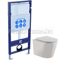 Комплект Унитаз подвесной AQUATEK Вега AQ1904-00 безободковый, с микролифтом + Инсталляция Standard INS-0000012