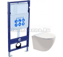 Комплект Унитаз подвесной AQUATEK Европа AQ1900-00 безободковый, с микролифтом + Инсталляция Standard INS-0000012