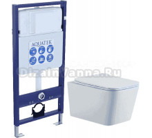 Комплект Унитаз подвесной AQUATEK Либра New AQ1148N-00 безободковый, с микролифтом + Инсталляция Standard INS-0000012