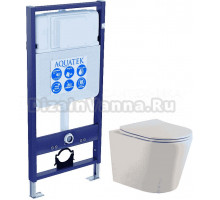 Комплект Унитаз подвесной AQUATEK Вега AQ1905-00 безободковый, с микролифтом + Инсталляция Standard INS-0000012