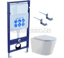 Комплект Унитаз подвесной AQUATEK Вега AQ1905-00 безободковый, с микролифтом + Инсталляция Standard INS-0000012 + Комплект креплений KKI-0000002