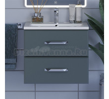 Тумба с раковиной Uperwood Foster 60 подвесная, 2 ящика, серый графит