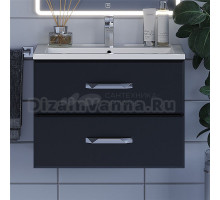 Тумба с раковиной Uperwood Foster 70 подвесная, 2 ящика, матовая черная