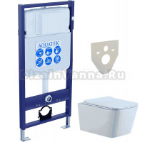 Комплект Унитаз подвесной AQUATEK Либра New AQ0530N-00 безободковый, с микролифтом + Инсталляция Standard INS-0000012