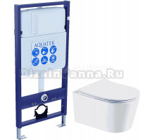 Комплект Унитаз подвесной AQUATEK Оберон Т AQ1365T-00 безободковый, с микролифтом + Инсталляция Standard INS-0000012