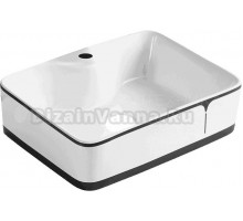 Накладная раковина Point Аврора PN43103WB 49 глянцевая белая, черная, прямоугольная, с 1 отверстием под смеситель