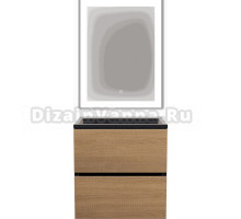 Мебель для ванной комнаты Uperwood Barsa 60 подвесная, черная, дуб сонома, раковина черный глянец