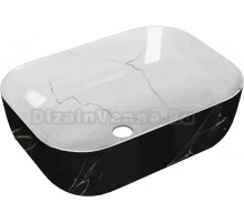 Накладная раковина Point Вега PN43711WB 46 черная, белая, прямоугольная