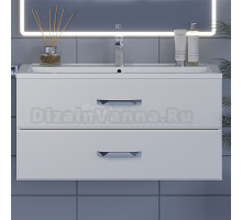 Тумба с раковиной Uperwood Foster 100 подвесная, 2 ящика, матовая белая