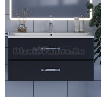 Тумба с раковиной Uperwood Foster 100 подвесная, 2 ящика, матовая черная