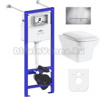 Комплект Lavinia Boho Унитаз подвесной Bristol Rimless 3305101R + Крышка-сиденье Bristol 33290500 с микролифтом + Инсталляция RelFix 38010020 + Кнопка RelFix 3805001C хром