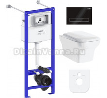 Комплект Lavinia Boho Унитаз подвесной Bristol Rimless 3305101R + Крышка-сиденье Bristol 33290500 с микролифтом + Инсталляция RelFix 38010020 + Кнопка RelFix 380501MB матовая черная, хром