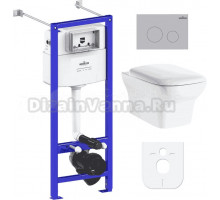 Комплект Lavinia Boho Унитаз подвесной Bristol Rimless 3305101R + Крышка-сиденье Bristol 33290500 с микролифтом + Инсталляция RelFix 38010020 + Кнопка RelFix 380502MC матовый хром