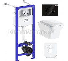 Комплект Lavinia Boho Унитаз подвесной Bristol Rimless 3305101R + Крышка-сиденье Bristol 33290500 с микролифтом + Инсталляция RelFix 38010020 + Кнопка RelFix 380502MB матовая черная, хром