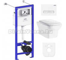 Комплект Lavinia Boho Унитаз подвесной Bristol Rimless 3305101R + Крышка-сиденье Bristol 33290500 с микролифтом + Инсталляция RelFix 38010020 + Кнопка RelFix 3805003W белая, хром