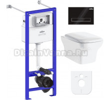 Комплект Lavinia Boho Унитаз подвесной Bristol Rimless 3305101R + Крышка-сиденье Bristol 33290500 с микролифтом + Инсталляция RelFix 38010020 + Кнопка RelFix 3805003B глянцевая черная, хром