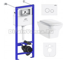 Комплект Lavinia Boho Унитаз подвесной Bristol Rimless 3305101R + Крышка-сиденье Bristol 33290500 с микролифтом + Инсталляция RelFix 38010020 + Кнопка RelFix 3805004W белая, хром