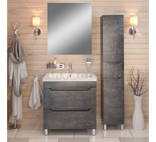 Мебель для ванной комнаты Emmy Стоун 60 напольная, серый бетон, зеркало DIWO Элиста
