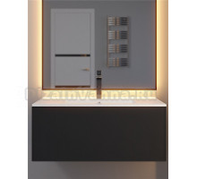 Тумба с раковиной Uperwood Parma Premium 85 подвесная, 1 ящик, матовая черная