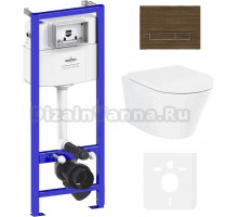 Комплект Lavinia Boho Унитаз подвесной Biore Rimless 3304102R + Крышка-сиденье Biore 33290410 с микролифтом + Инсталляция RelFix 38010010 + Кнопка RelFix 3805005T венге