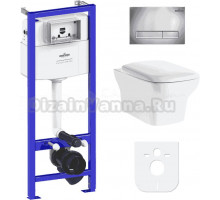 Комплект Lavinia Boho Унитаз подвесной Bristol Rimless 3305101R + Крышка-сиденье Bristol 33290500 с микролифтом + Инсталляция RelFix 38010010 + Кнопка RelFix 3805001C хром