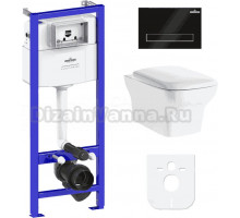 Комплект Lavinia Boho Унитаз подвесной Bristol Rimless 3305101R + Крышка-сиденье Bristol 33290500 с микролифтом + Инсталляция RelFix 38010010 + Кнопка RelFix 380501MB матовая черная, хром