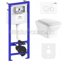 Комплект Lavinia Boho Унитаз подвесной Bristol Rimless 3305101R + Крышка-сиденье Bristol 33290500 с микролифтом + Инсталляция RelFix 38010010 + Кнопка RelFix 3805002W белая