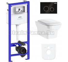 Комплект Lavinia Boho Унитаз подвесной Bristol Rimless 3305101R + Крышка-сиденье Bristol 33290500 с микролифтом + Инсталляция RelFix 38010010 + Кнопка RelFix 380502MB матовая черная, хром